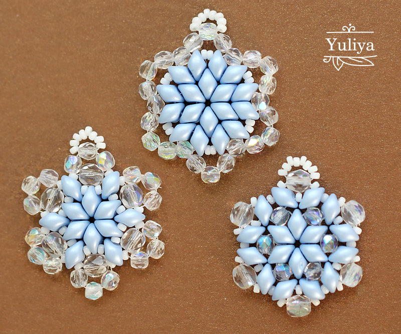 PDF Tutorial Pendants "Three Snowflakes"