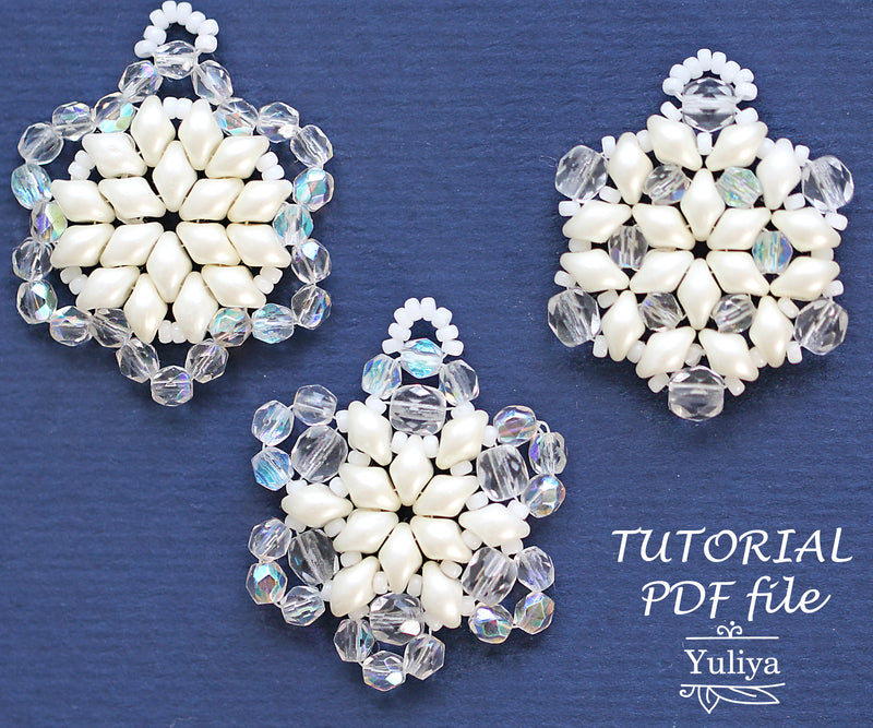 PDF Tutorial Pendants "Three Snowflakes"