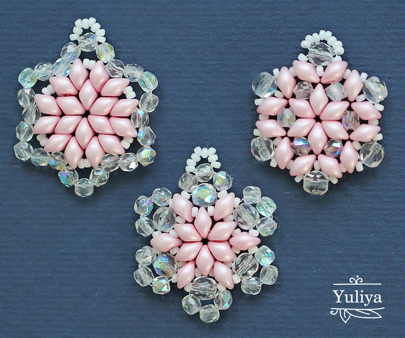 PDF Tutorial Pendants "Three Snowflakes"