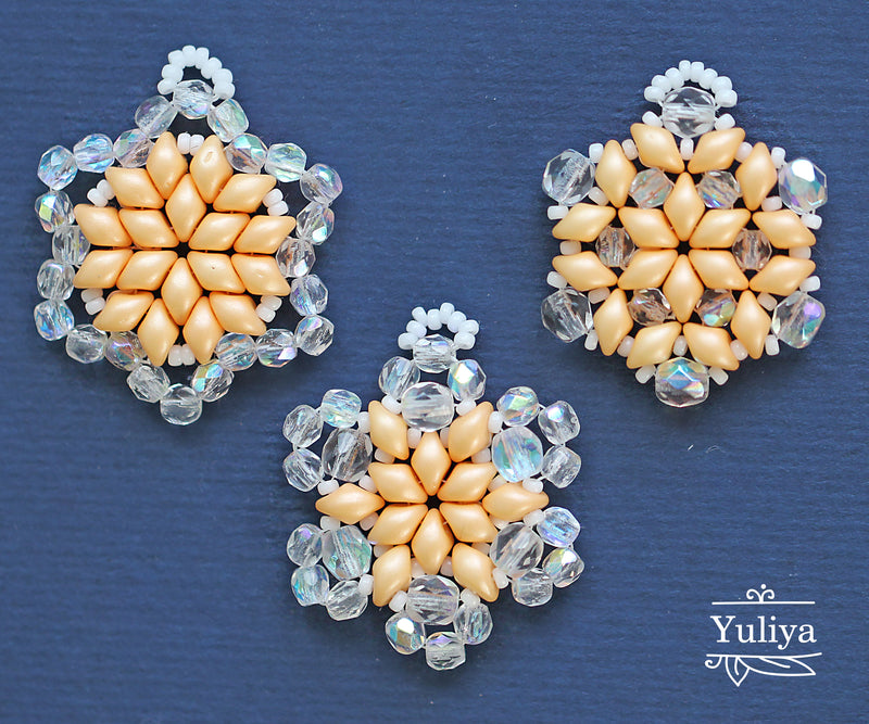 PDF Tutorial Pendants "Three Snowflakes"