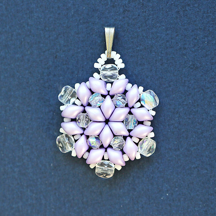 Exclusive Beading KIT “3 Snowflakes” (DIY beaded jewelry making), Lavender