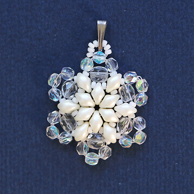 Exclusive Beading KIT “3 Snowflakes” (DIY beaded jewelry making), White