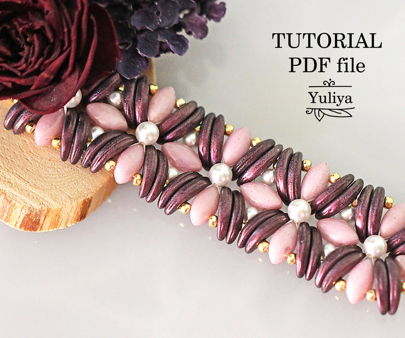 PDF Tutorial Bracelet "Rose And Lilac"