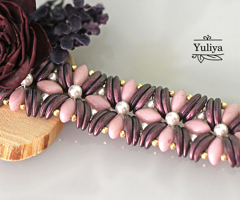 PDF Tutorial Bracelet "Rose And Lilac"