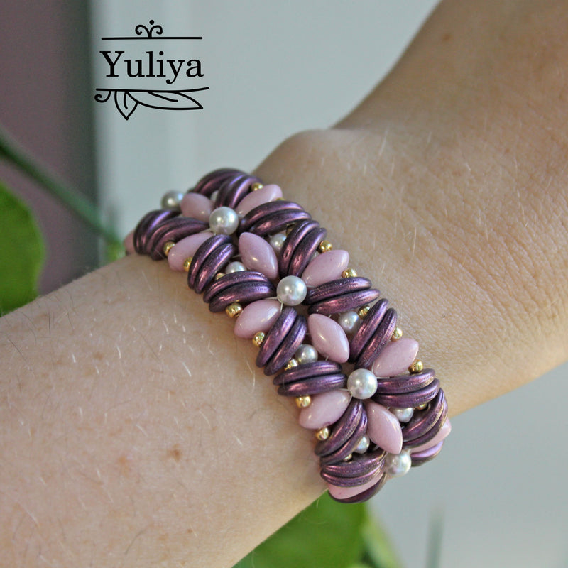 PDF Tutorial Bracelet "Rose And Lilac"
