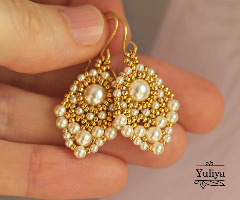 PDF Tutorial Earrings "Pearly Leaf"