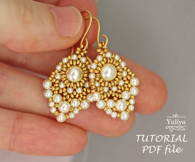 PDF Tutorial Earrings "Pearly Leaf"