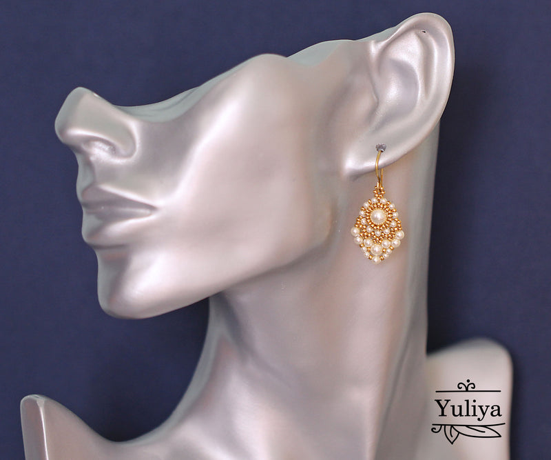 PDF Tutorial Earrings "Pearly Leaf"