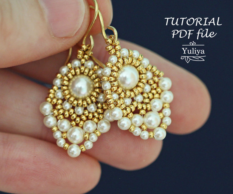PDF Tutorial Earrings "Pearly Leaf"