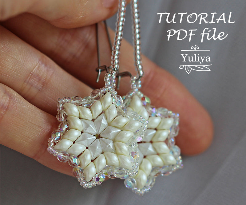 PDF Tutorial Earrings "Snowflower"