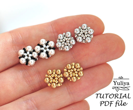 PDF Tutorial Floral Stud Earrings