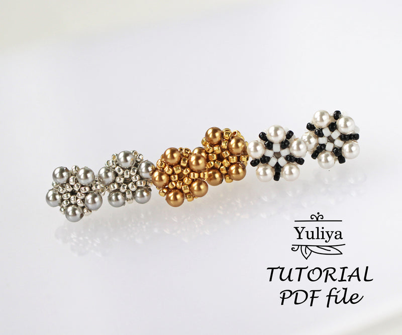 PDF Tutorial Floral Stud Earrings