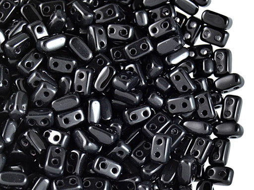 50 pcs Ios® Par Puca® 2-hole Beads, 2.5x5.5mm, Jet Black, Czech Glass