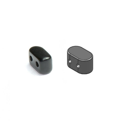 50 pcs Ios® Par Puca® 2-hole Beads, 2.5x5.5mm, Jet Black, Czech Glass