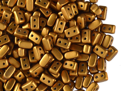 50 pcs Ios® Par Puca® 2-hole Beads, 2.5x5.5mm, Crystal Bronze Gold Matte (Brass Gold), Czech Glass