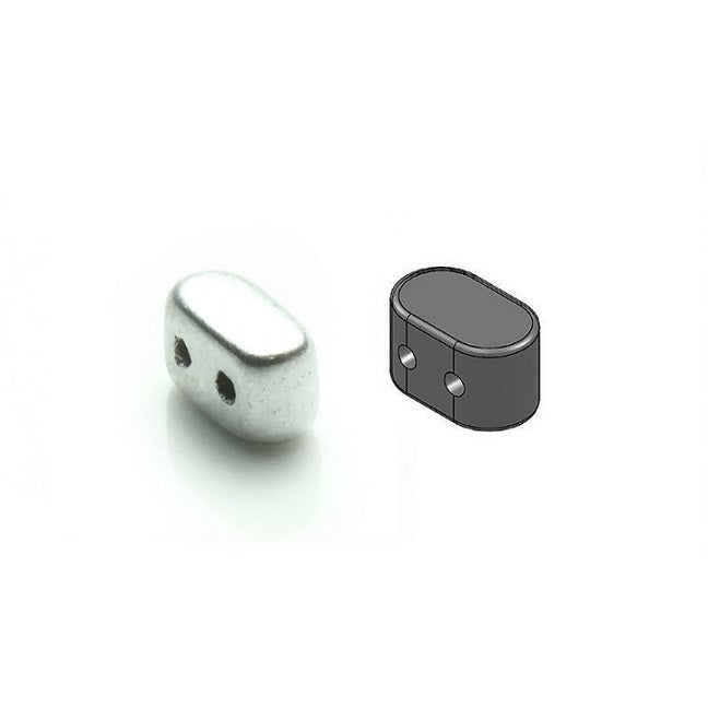 50 pcs Ios® Par Puca® 2-hole Beads, 2.5x5.5mm, Silver Matte (Crystal Bronze Aluminum), Czech Glass