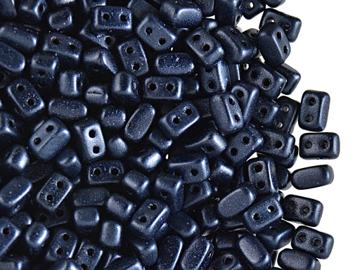 50 pcs Ios® Par Puca® 2-hole Beads, 2.5x5.5mm, Metallic Mat Dark Blue, Czech Glass
