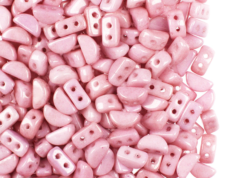 25 pcs Kos® Par Puca® Beads, 6x3mm 2-Hole, Czech Glass, Opaque Light Pink Ceramic Look