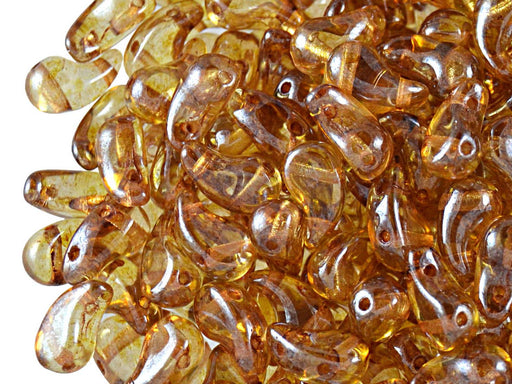 20 pcs 2-hole ZoliDuo® Left Pressed Beads, 5x8mm, Crystal Lazure Orange, Czech Glass