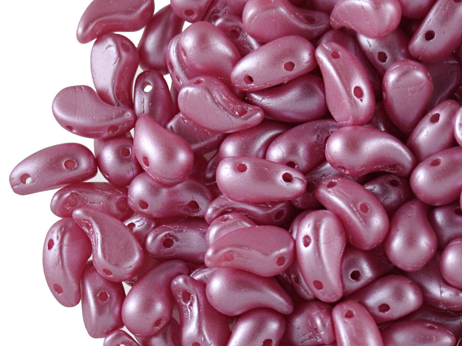 20 pcs 2-hole ZoliDuo® Left Pressed Beads, 5x8mm, Pastel Pink, Czech Glass