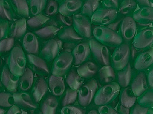Long Magatama Beads 4x7 mm, Transparent Green Matted, Miyuki Japanese Beads