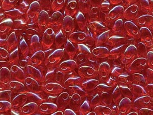 Long Magatama Beads 4x7 mm, Transparent Red AB, Miyuki Japanese Beads