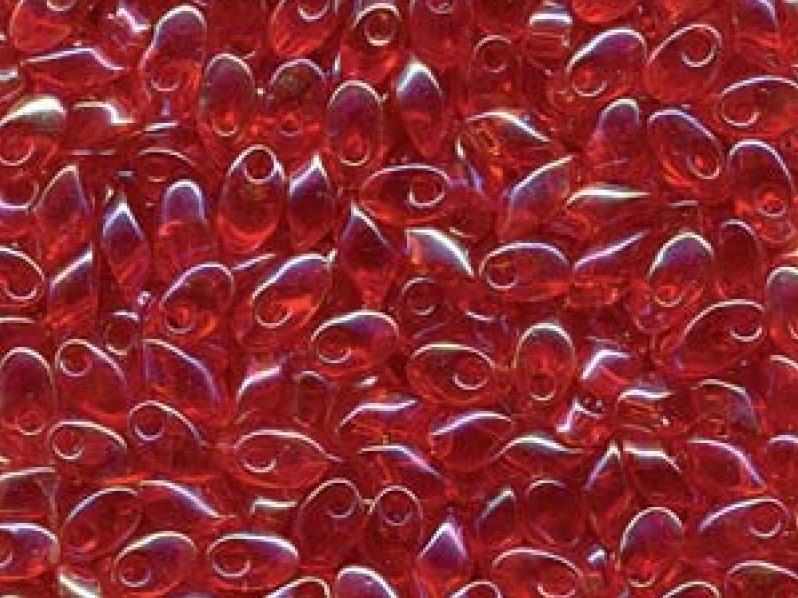 Long Magatama Beads 4x7 mm, Transparent Red AB, Miyuki Japanese Beads