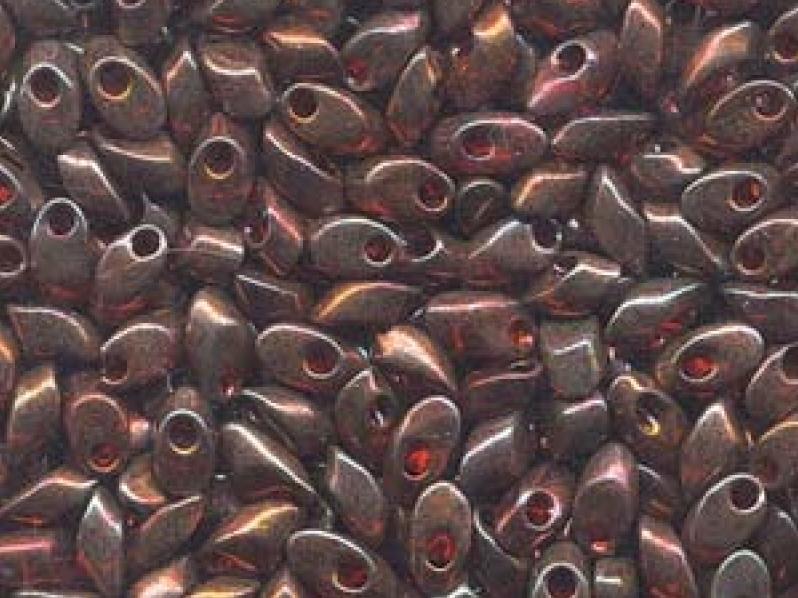 Long Magatama Beads 4x7 mm, Burgundy Gold Luster, Miyuki Japanese Beads
