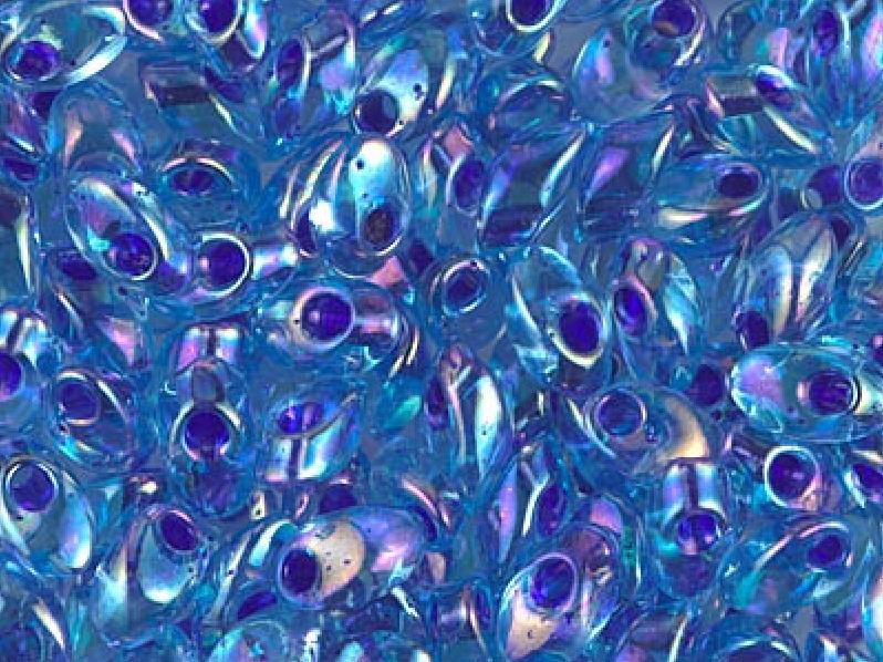 Long Magatama Beads 4x7 mm, Violet Lined Blue AB, Miyuki Japanese Beads