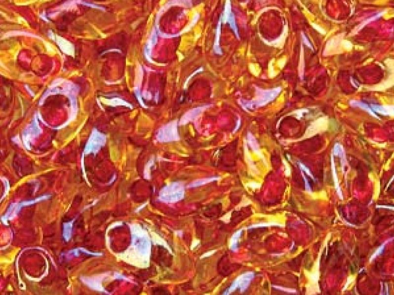 Long Magatama Beads 4x7 mm, Amber Dark Pink, Miyuki Japanese Beads