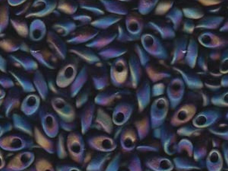 Long Magatama Beads 4x7 mm, Matted Multi Iris, Miyuki Japanese Beads