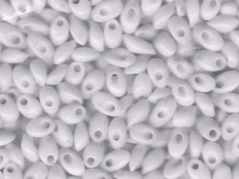 Long Magatama Beads 4x7 mm, White Opaque, Miyuki Japanese Beads