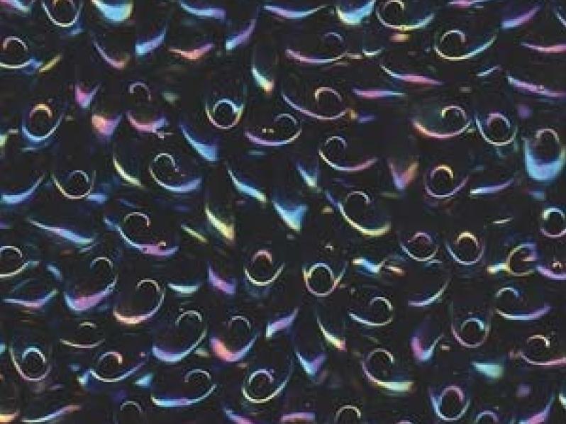 Long Magatama Beads 4x7 mm, Metallic Variegated Blue Iris, Miyuki Japanese Beads