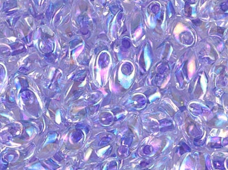 Long Magatama Beads 4x7 mm, Crystal Lilac Lined AB, Miyuki Japanese Beads