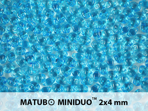 10 g 2-hole MiniDuo™ Pressed Beads, 2x4mm, Aquamarine, Czech Glass
