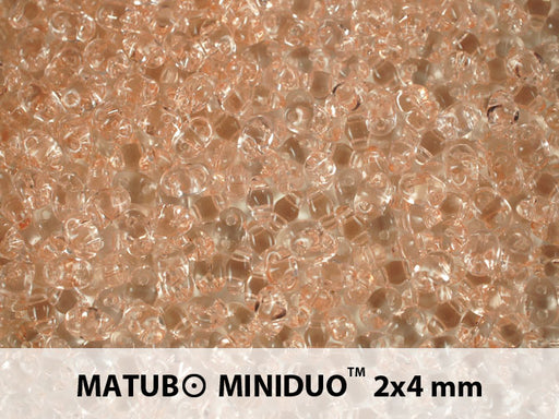 10 g 2-hole MiniDuo™ Pressed Beads, 2x4mm, Rosaline (Light Pink Transparent), Czech Glass