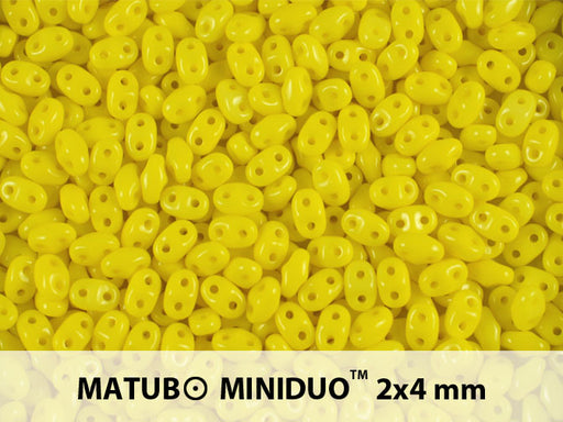 10 g 2-hole MiniDuo™ Pressed Beads, 2x4mm, Lemon (Yellow Opaque), Czech Glass