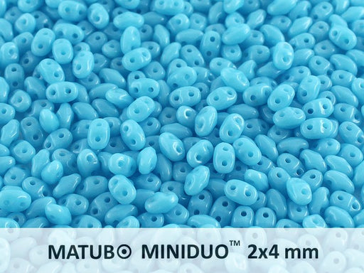 10 g 2-hole MiniDuo™ Pressed Beads, 2x4mm, Turquoise Blue, Czech Glass
