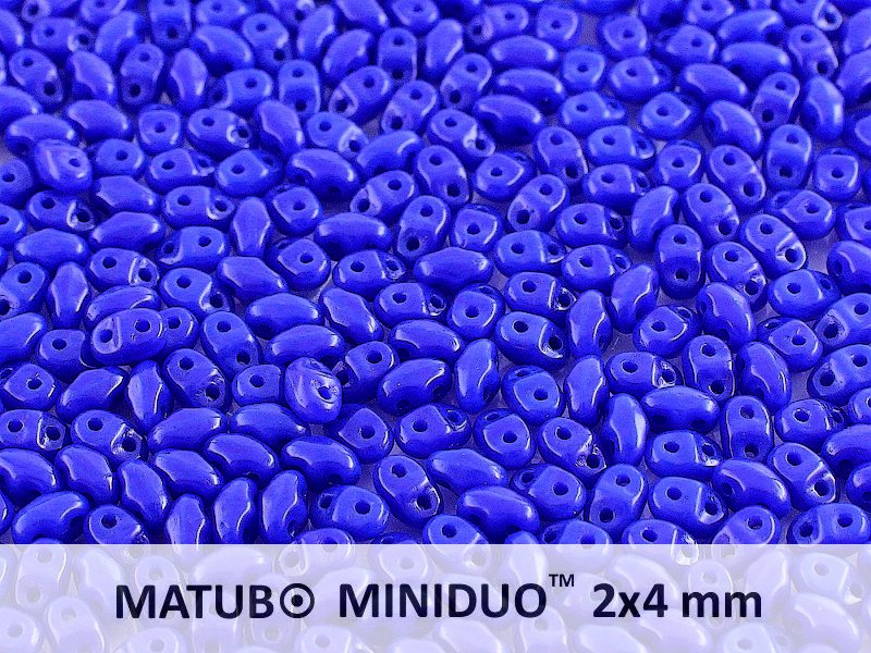 10 g 2-hole MiniDuo™ Pressed Beads, 2x4mm, Opaque Blue, Czech Glass