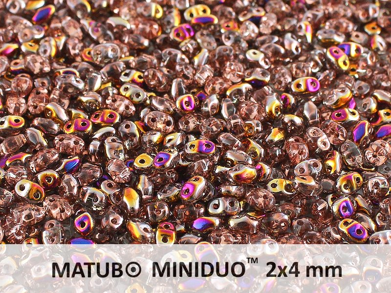 10 g 2-hole MiniDuo™ Pressed Beads, 2x4mm, Crystal Sliperit, Czech Glass