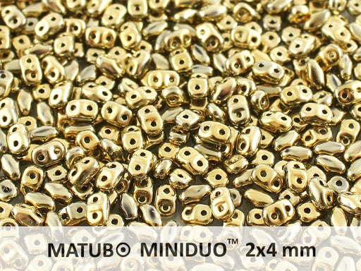 10 g 2-hole MiniDuo™ Pressed Beads, 2x4mm, Crystal Full Amber, Czech Glass