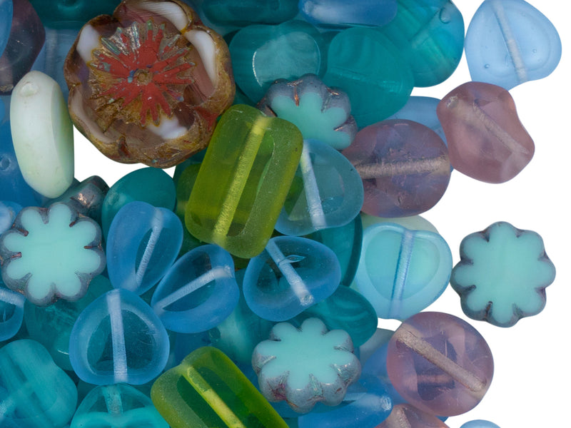 40 g Glass Beads Mix , Table Cut Bead Mix, Czech Glass