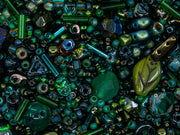 Glass Bead Mix , Malachite, Czech Glass