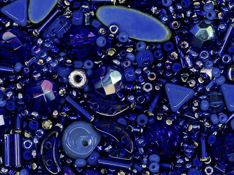 Glass Bead Mix , Midnight Blue, Czech Glass