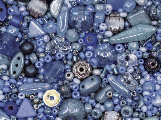 Glass Bead Mix , Delicate Cornflower Blue, Czech Glass