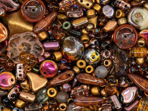 Glass Bead Mix , Bronze Gold, Czech Glass