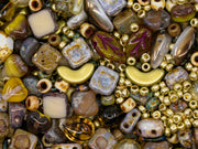 Glass Bead Mix , Olive Brown, Czech Glass