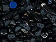 Glass Bead Mix , Black Azuro, Czech Glass