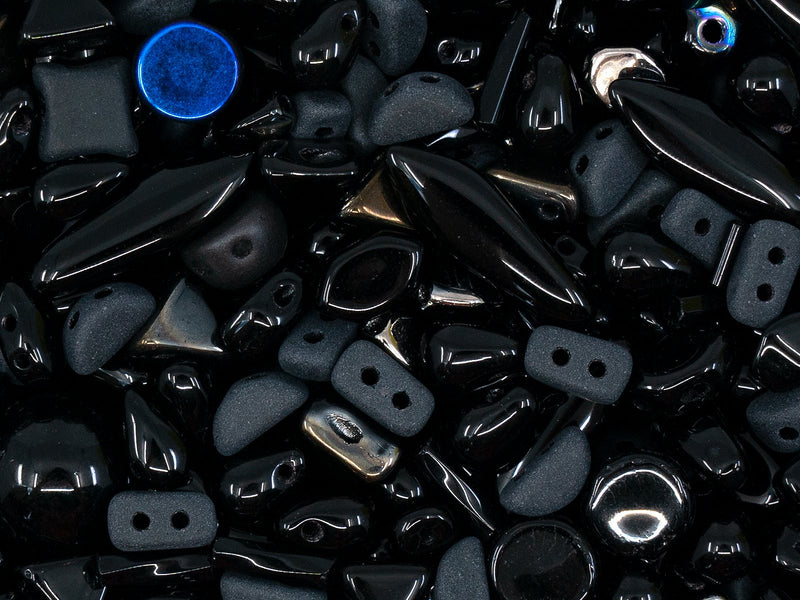 Glass Bead Mix , Black Azuro, Czech Glass