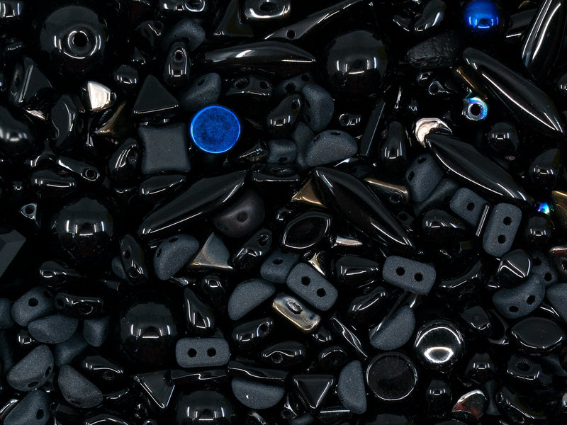 35 g Glass Bead Mix , Black Azuro, Czech Glass